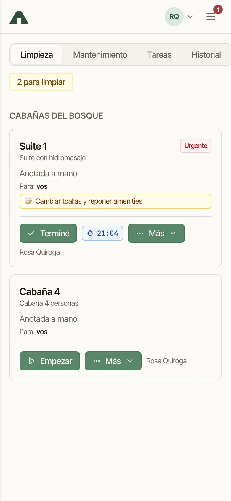 Lista de limpieza en el celular de la mucama